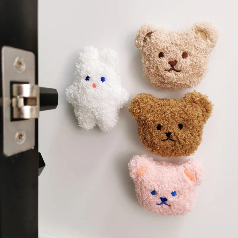 Ins Korean Bear Children's Room Door Rear Handle Silent Anti-collision Sticker Cushion Anti-Bump Wall Protector Door Stopper Oasis Select
