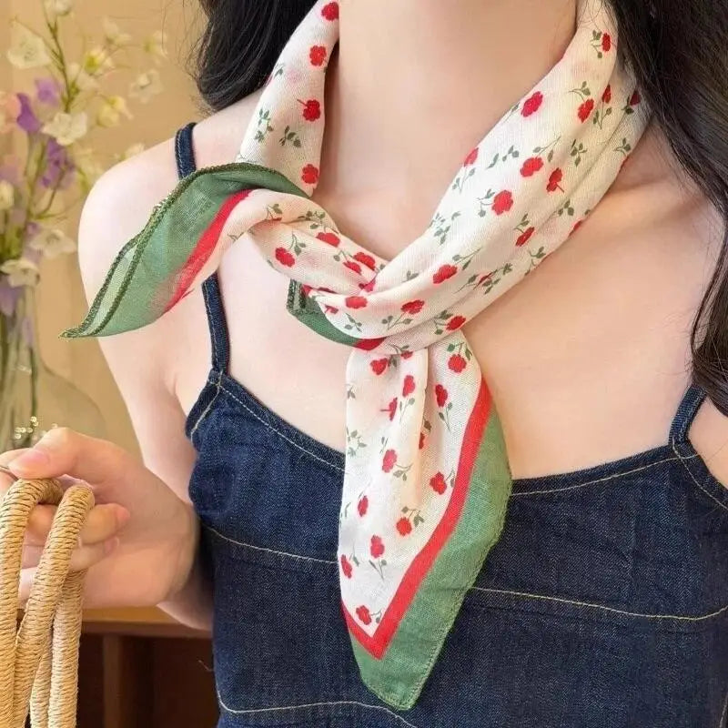 Vintage Floral Headscarf Women Bandana Head Wrap Hair Clips Headwear Summer Travel Beach Hair Accessories Oasis Select A7