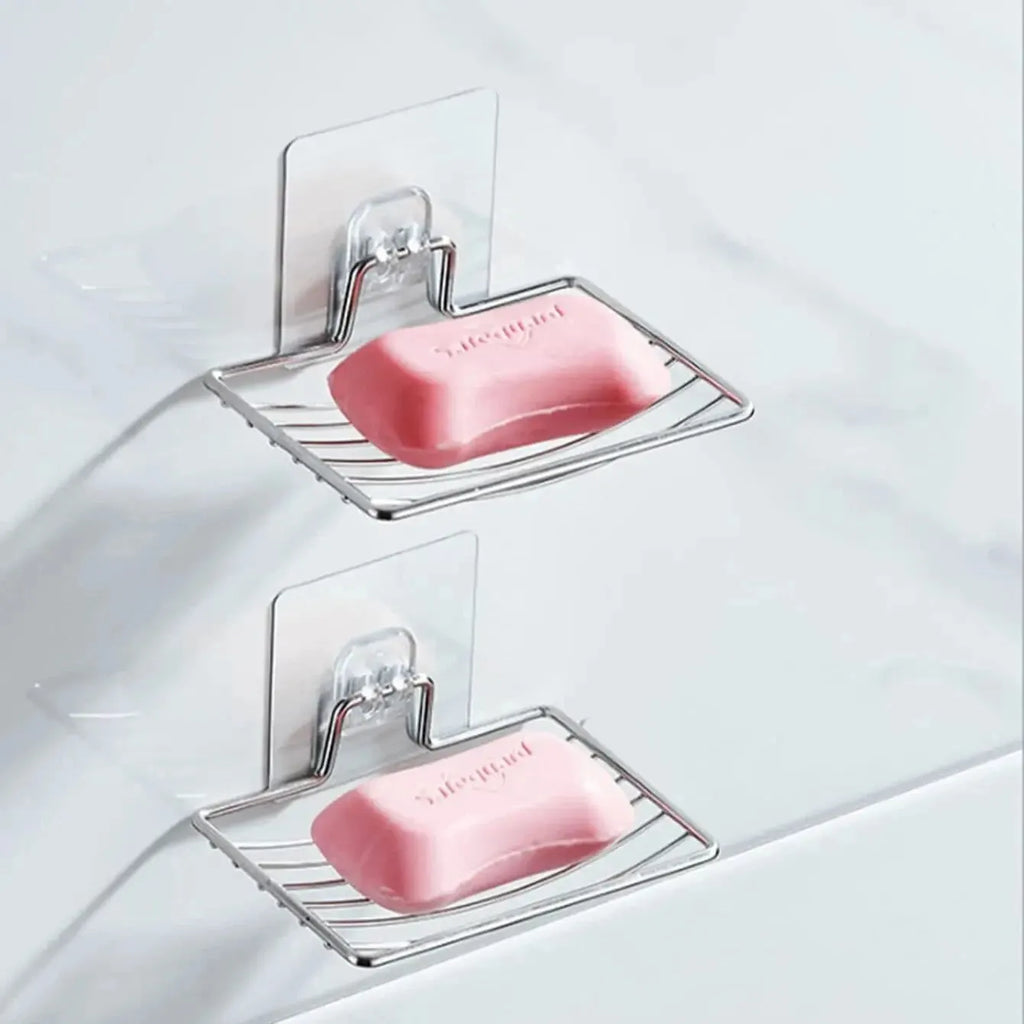 1pc Stainless Steel Soap Rack Soap Box Light Luxury Shelf Punch-free Nail-free Bathroom Single Layer Drain Wall Hanging Oasis Select