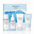 Centella Hyalu-Cica and Poremizing Travel Kit,Toner, Ampoule Serum,Face Moisturizer Cream and Night Sleeping Pack Mini 4pcs Set Oasis Select blue set