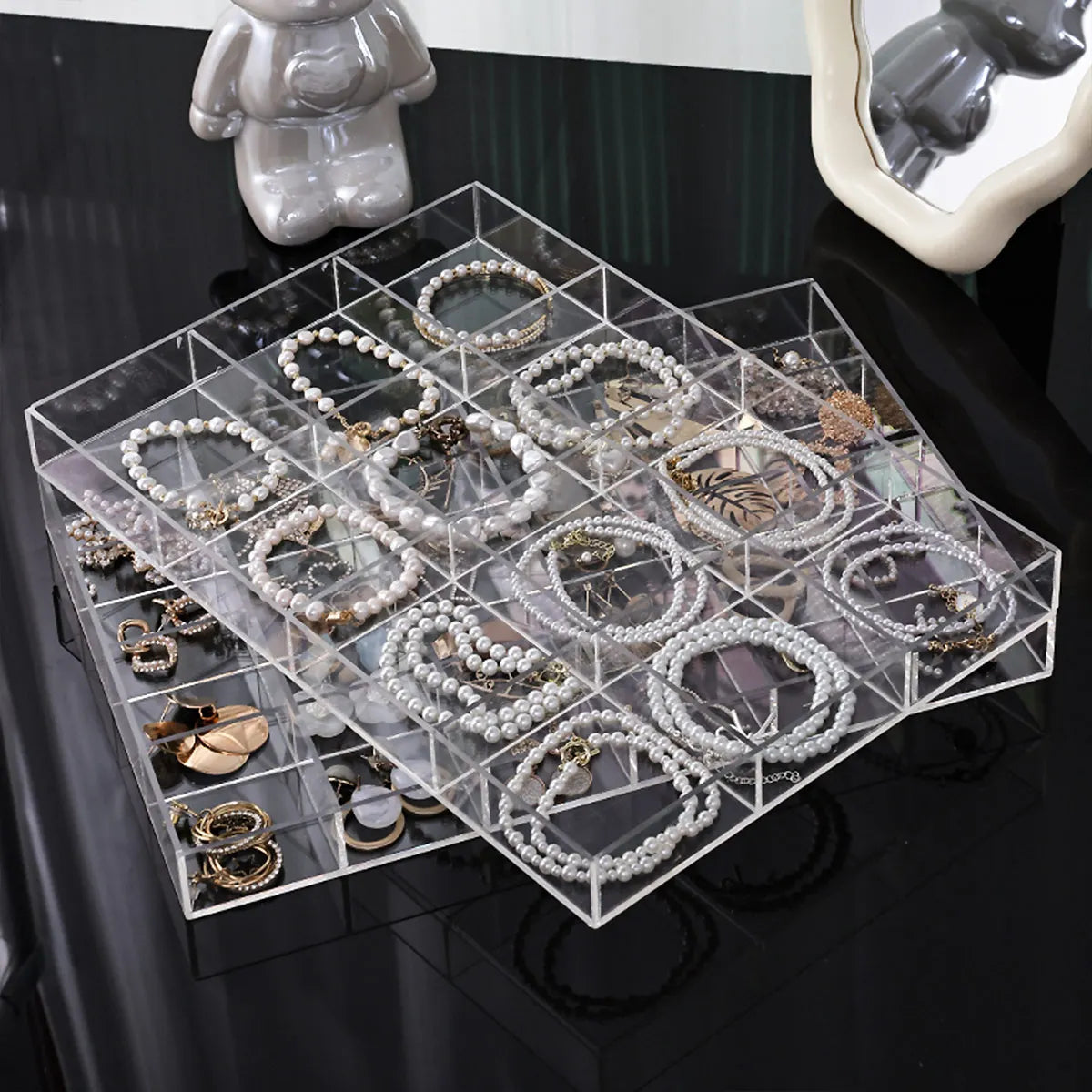 Transparent plastic jewelry storage box, jewelry tray, nail art, jewelry, rings, necklaces and other jewelry storage boxes Oasis Select