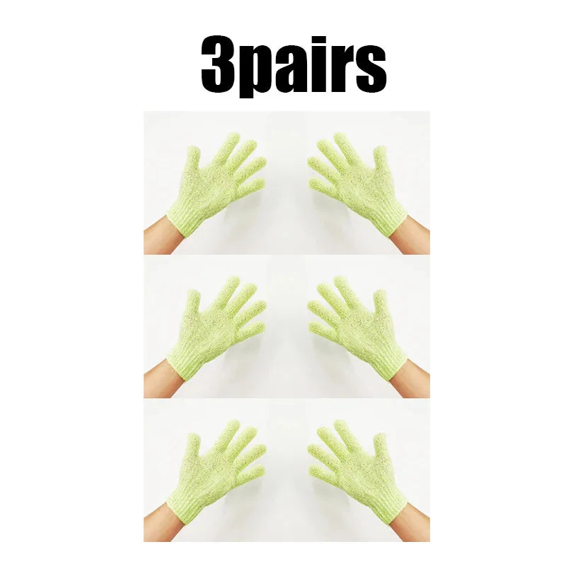 1/2/3pairs Body Cleaning Gloves Washcloth Soft Brush Home Hotel Bathroom Shower Ball Back Scrubber Exfoliating Skin Bath Gloves Oasis Select 3pairs green