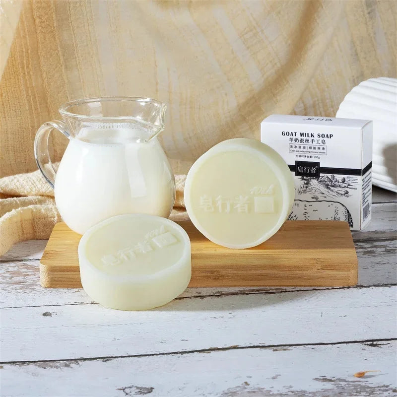 Goat Milk & Silk Protein Handmade Soap + Foam Net – 100g