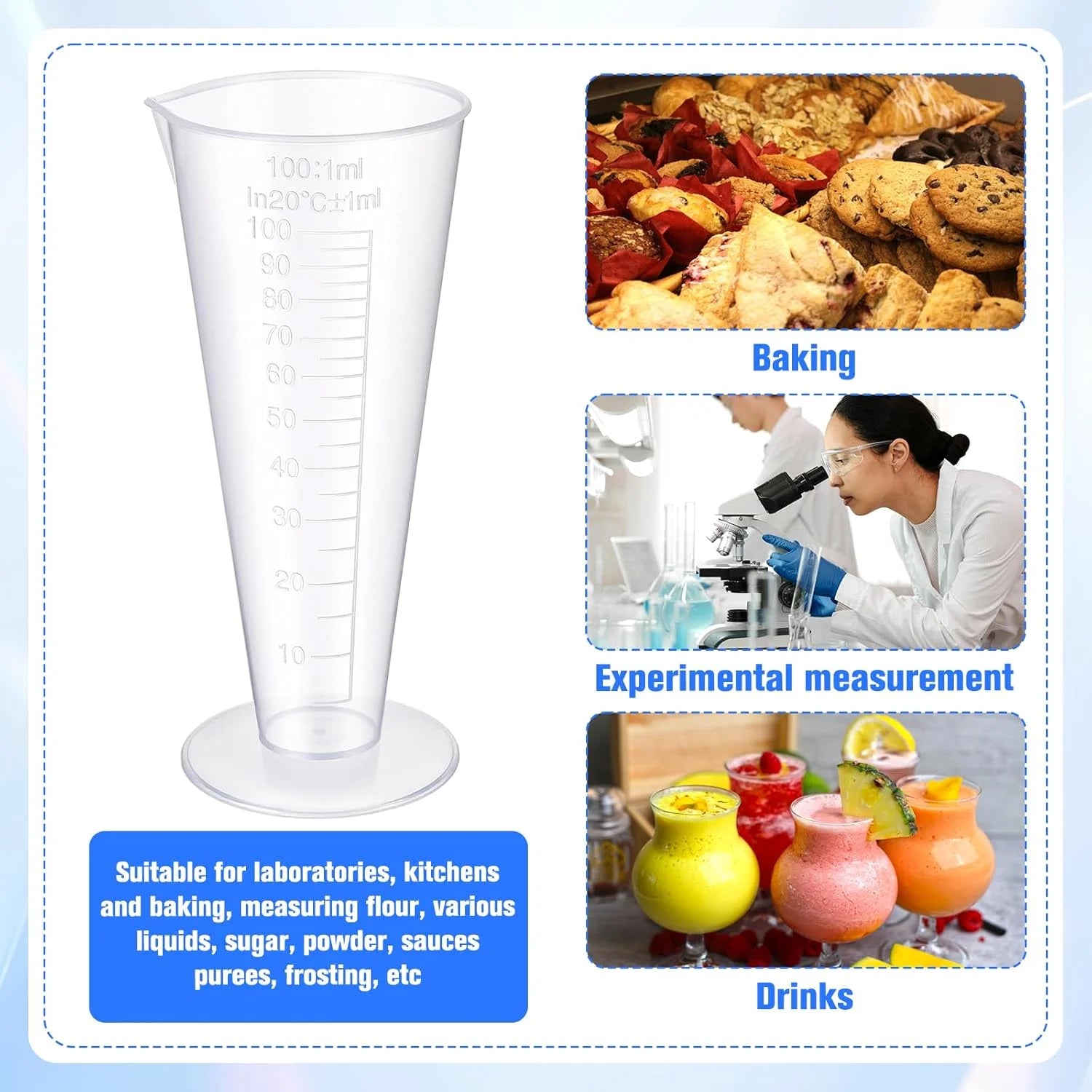 1/2pcs 100ml Food Grade Plastic Measuring Cup with Scale, BPA-Free Measuring Cup for Kitchen & Restaurant Cooking Accessories Oasis Select