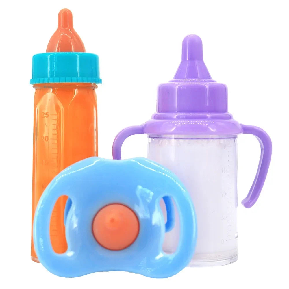Newborn Doll Accessories Kit with Clear Display Rainbow Carrying Bag Transparent Display Window Fit 14inch Dolls Doll Travel Set Oasis Select