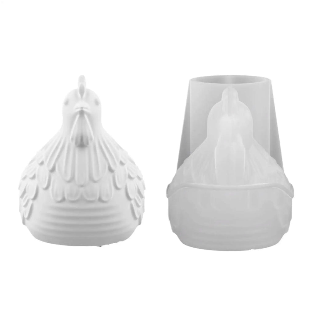 Hen Candle Jar Silicone Mold DIY Handmade 3D Chick-Shaped Flowerpot Storage Box Easter Base Plaster Concrete Mold Home Decor Oasis Select
