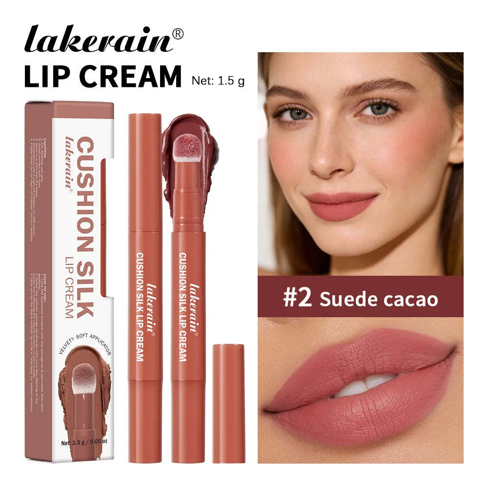 Lakerain 2-in-1 Lip Cream Powder Blusher Air Cushion Brush Design Deep Hydration Long-lasting Non Fading Lipstick Powder Blusher Oasis Select Suede Cacao
