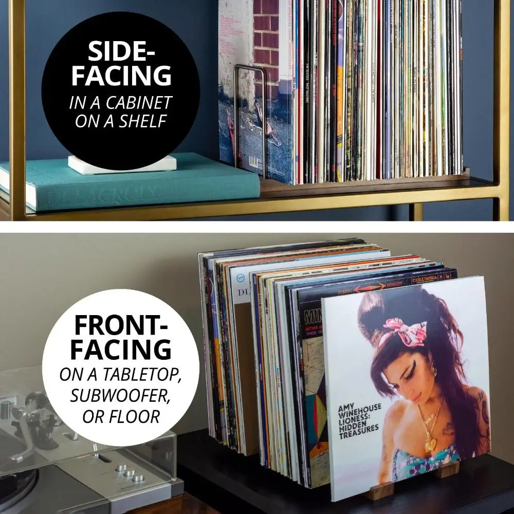 Retro Solid Walnut Vinyl Record Holder Space Saving Portable Album Display Holder Adjustable CD Racks Oasis Select