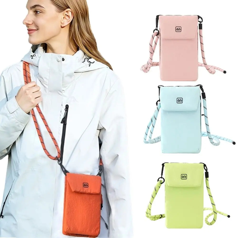 Nylon Mobile Phone Bag Waterproof Vertical Storage Crossbody Bag Zipper Closure Lightweight Phone Purse Women's Use Oasis Select