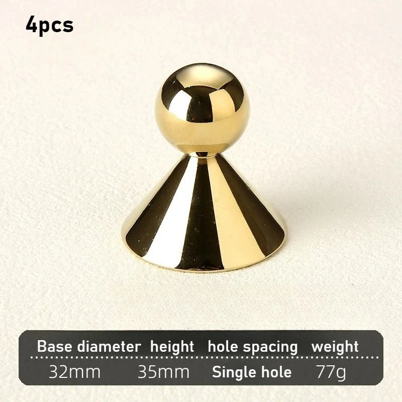 Brass French Retro Style Wind Cabinet Door Light Luxury Wardrobe Drawer Round Furniture Gold Silver Antique Bronze Handle Oasis Select Bright gold 4PCS