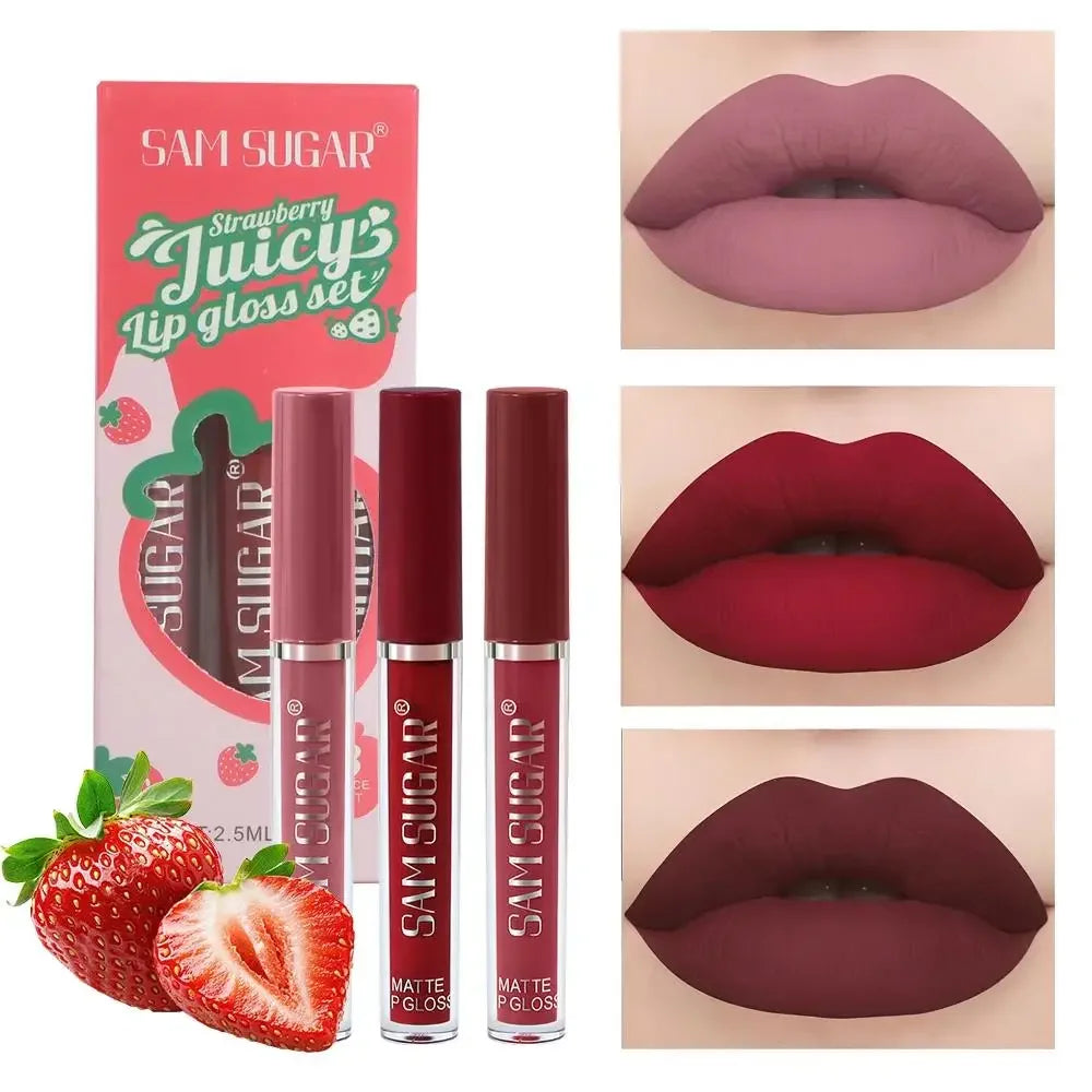 SAM SUGAR Velvet Matte Lip Gloss Set – Long Lasting Lipstick Matte Lip Gloss Set Oasis Select