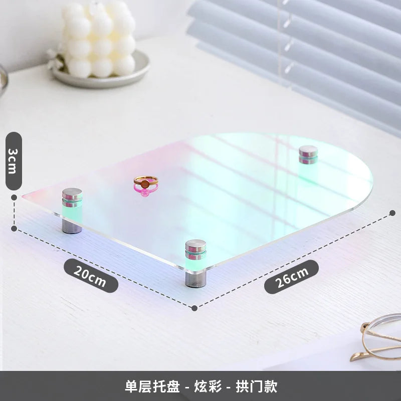 Acrylic Decorative Tray Organizer | Desk, Vanity & Shelf Display