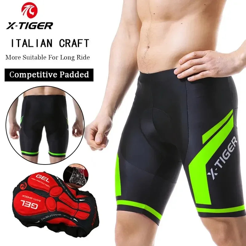 X-TIGER Man Cycling Shorts Gel Pad Bicycle Clothes MTB Road Bike Pants Anti-slip Leg Grips Bike Shorts Summer Outfit Clothes Oasis Select