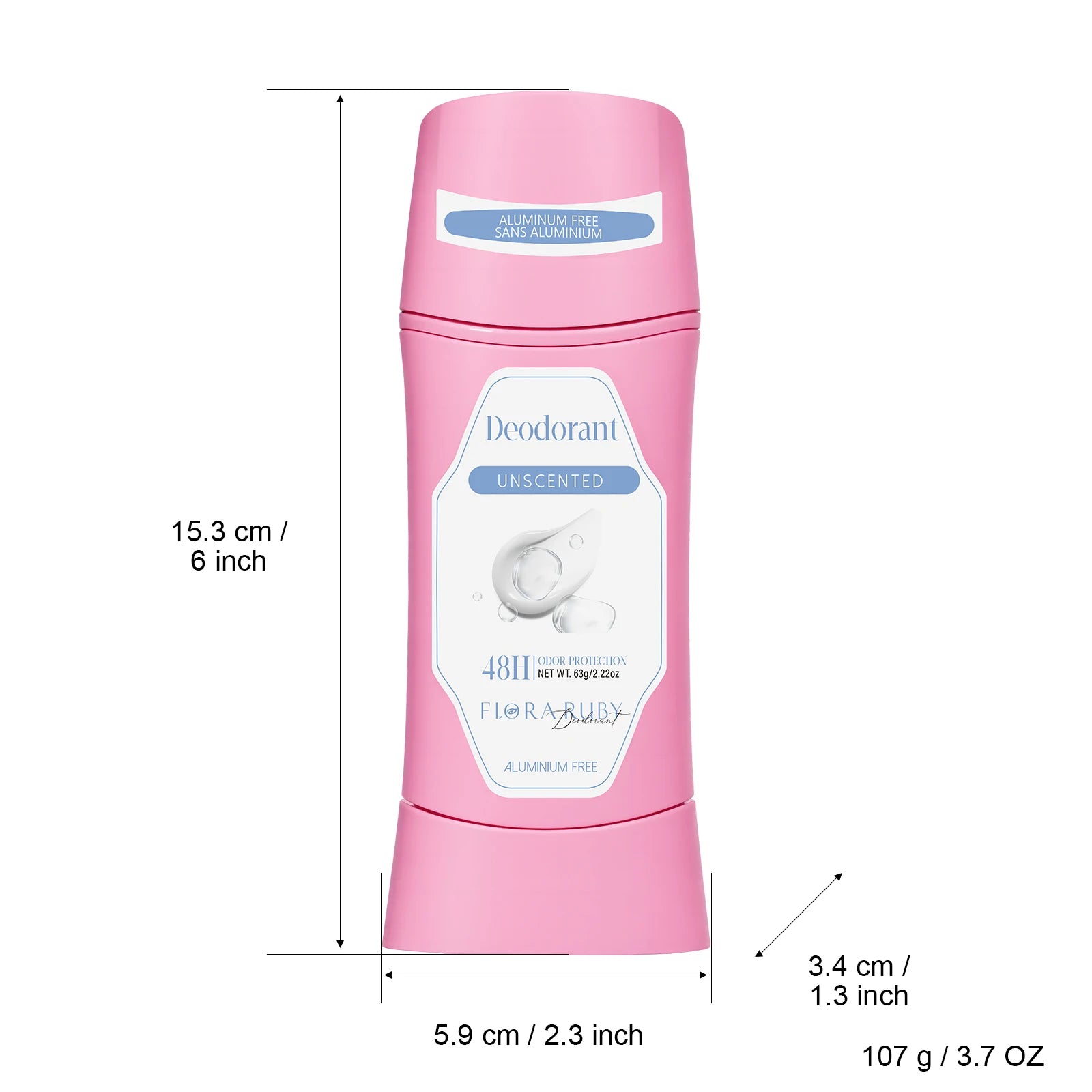 Long Lasting Deodorant Stick，Aluminum Free Women Men Body Care Refresh Sweet Natural Fragrance Keep Drying 48 Hours 63g Oasis Select