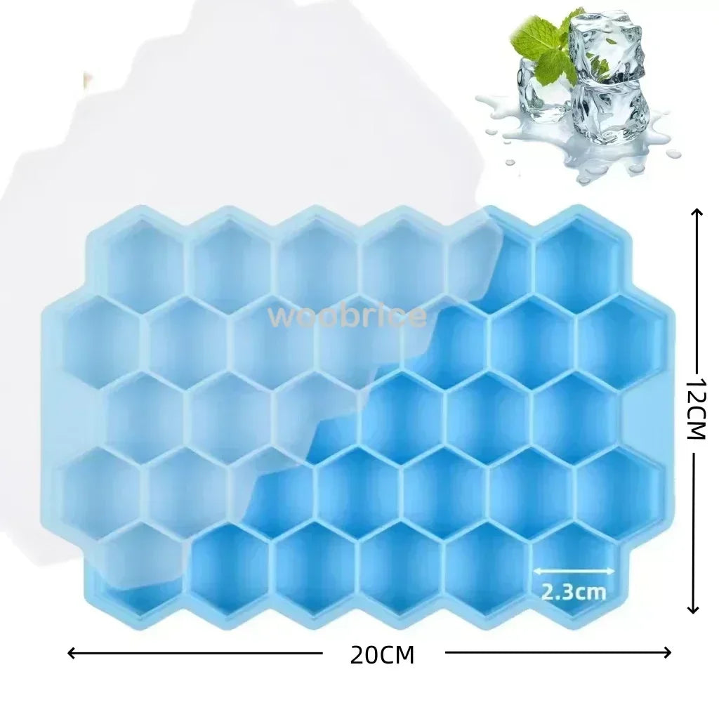 Ice Molds Silicone Honeycomb Hexagonal Template Popsicle Cube Mold Reusable BPA Free DIY Popsicle Mold Ice Cube Trays Oasis Select Blue 2PCS-74Cube