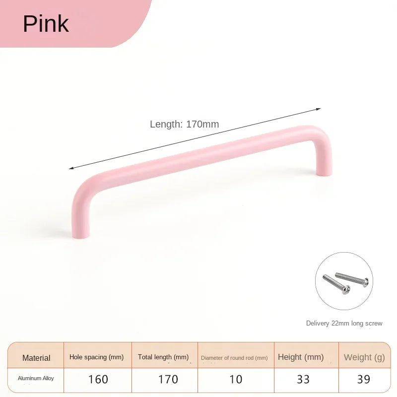 Colorful Kitchen Cabinet Handles 128mm Knobs and Handles for Drawer Cupboard Children's Room Closet Pull Furniture Handle Oasis Select Pink 160mm 1pc