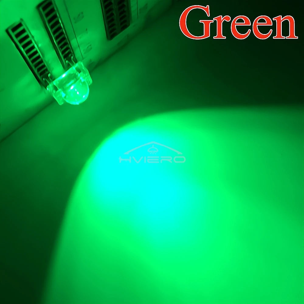 100pcs 5mm F5 LED Bulbs – Red Green Blue White Yellow DIY