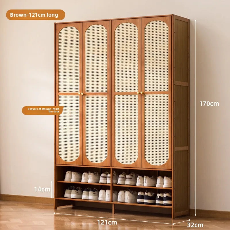 Large-capacity outer corridor multi-layer vertical shoe rack at the entrance of the household entrance Oasis Select Brown four doors 121