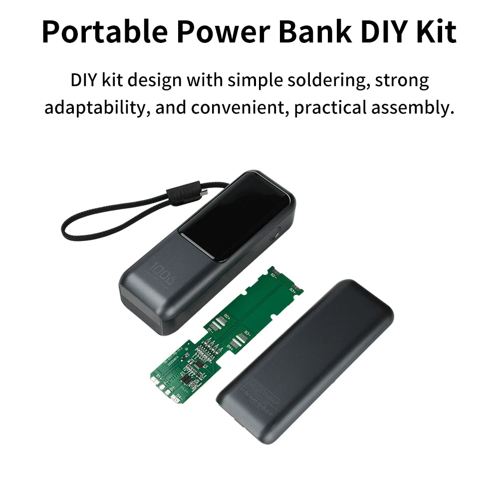 PD100W Portable Power Bank Kit DIY Fast Charging with Digital Display Multi-Layer Protection for Smartphones 21700 Battery Case Oasis Select