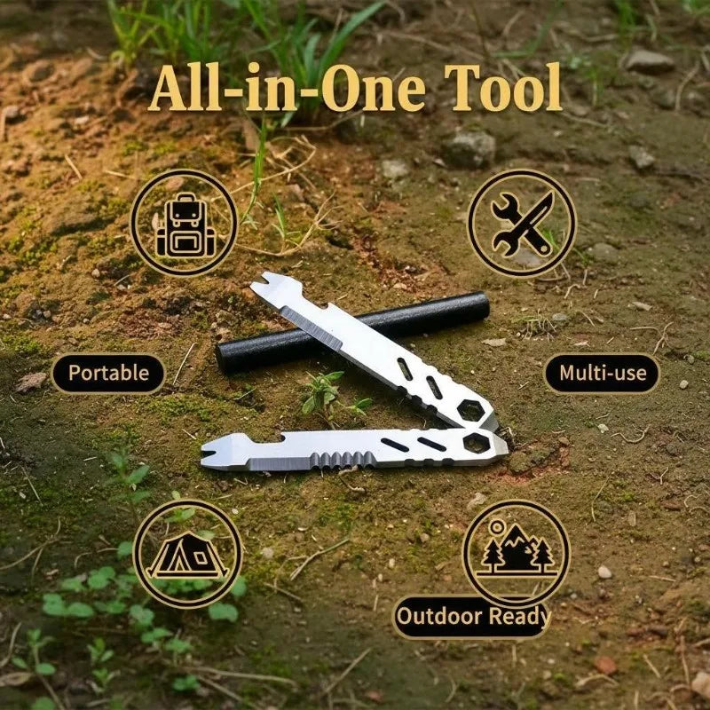 Portable Outdoor Mini EDC Hex Wrench Stainless Steel Multifunctional Pry Bar Bottle Opener Bicycle Repair Tool Camping Equipment Oasis Select
