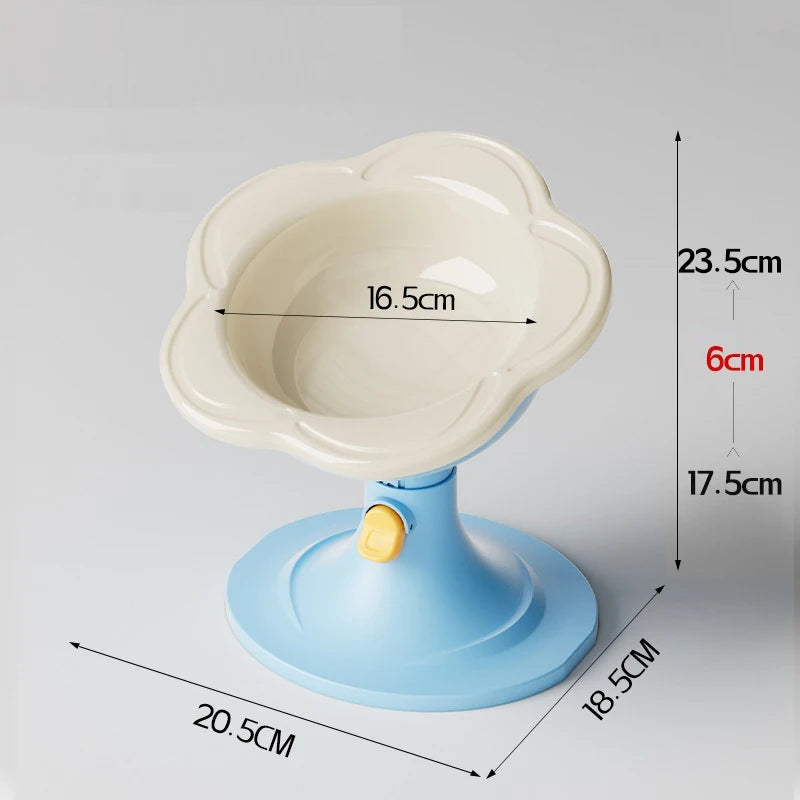Reliable Stand-up Ceramic Cat Bowl with Pretty Floral Design; Pet Food and Water Dish for Neck Wellness Oasis Select A4