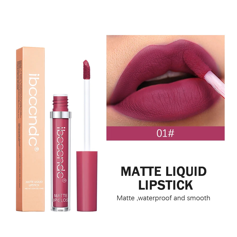 12 Color Matte Velvet Lip Gloss Waterproof Long-lasting Liquid Lipstick Cosmetic Beauty Keep 12 Hours Moist Lip Gloss Makeup Oasis Select 1