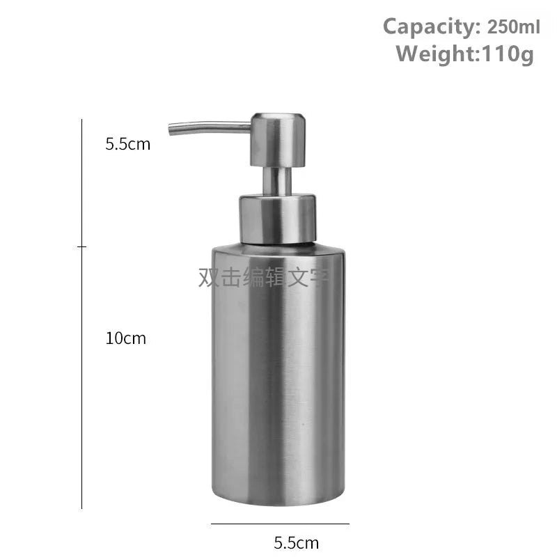 Liquid Soap Dispenser Bottle Gel Bottle 304 Stainless Steel Silver Rose Gold Lotion Pump Hand Soap Kitchen Bathroom Dispenser Oasis Select 250MLsilver