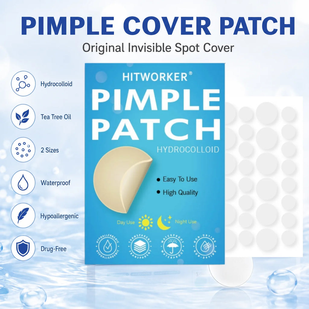 HITWORKER Hydrocolloid Pimple Patch Invisible Spot Cover, Mixed Sizes, Thin Edge, Easy Peel-Off, Waterproof for Day & Night Uses Oasis Select WHITE
