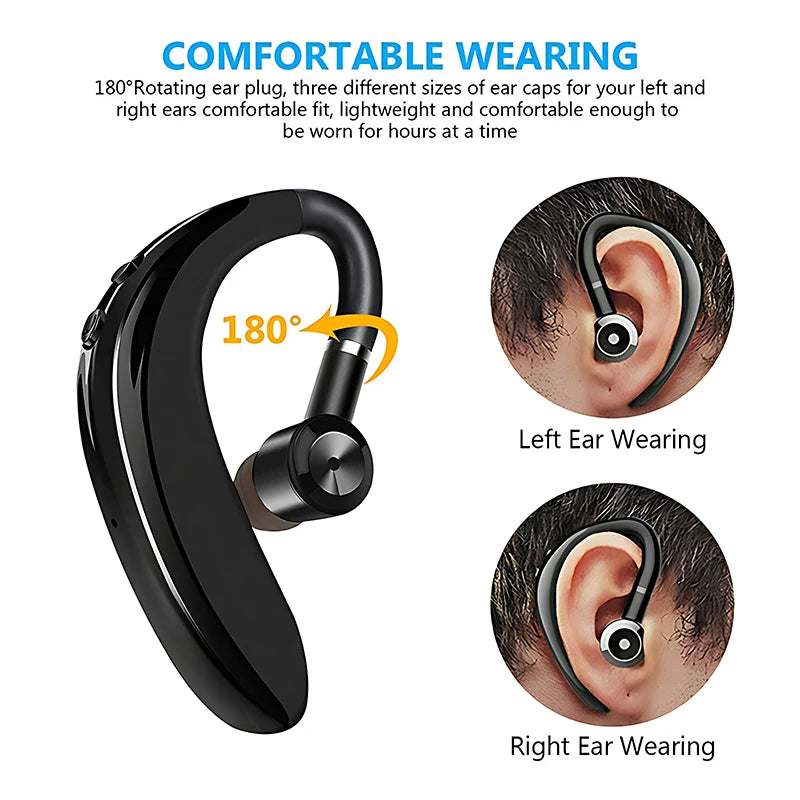 Ear-Hook Wireless Earphone With Mic Bluetooth 5.4 180° Rotation Adjustable Left Right Ear Universal Headset For Sport Business Oasis Select