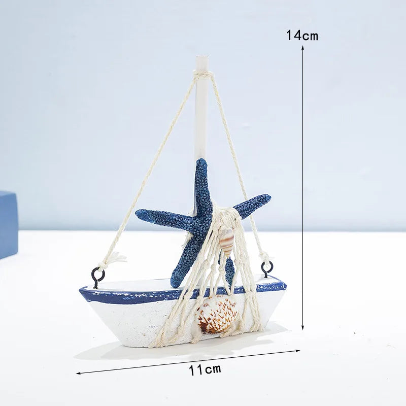 Mediterranean-style Sailboat Ornaments, Home Decoration Items, Fashionable and Creative Wooden Boat Models, and Craft Gifts Oasis Select Starfish