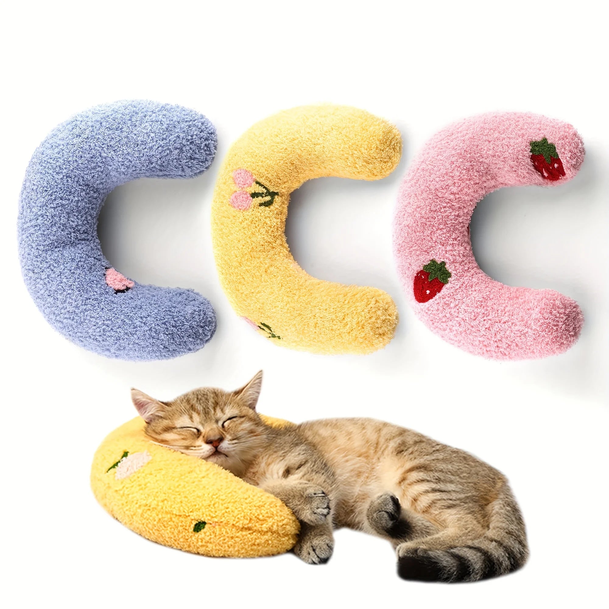 Pet Pillow for Cats and Dogs Soft Plush Thick Filling Cervical Support Hypoallergenic Washable Cover Deep Sleep U-shaped Cat And Oasis Select