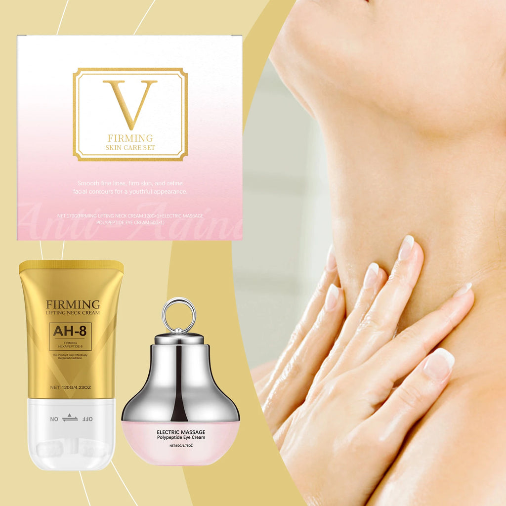 Polypeptide Firming Eye & Neck Cream Set | Electric Massager Firming Skincare Set Oasis Select
