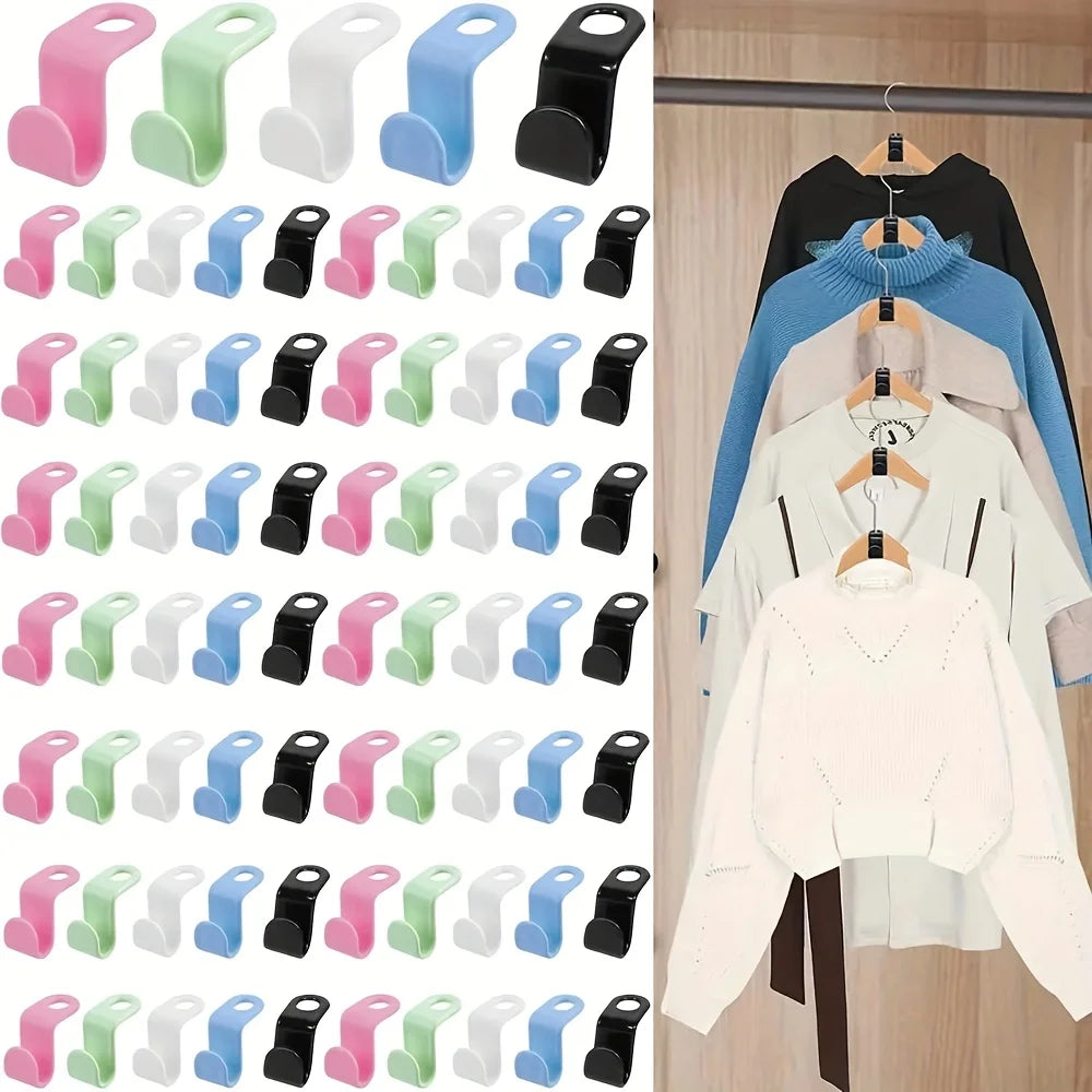 10PCS Wardrobe Hanger Hooks Organizer Connect Multifunction Cascading Plastic Bedroom Wardrobe Storage Space Saving Coat Hook Oasis Select