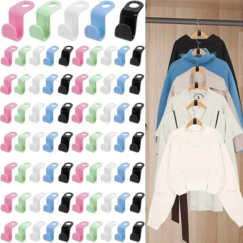 10PCS Wardrobe Hanger Hooks Organizer Connect Multifunction Cascading Plastic Bedroom Wardrobe Storage Space Saving Coat Hook Oasis Select