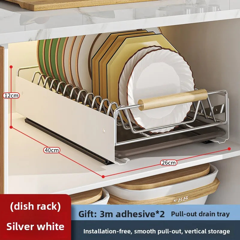 Kitchen Storage Rack Dish Rack Drain Rack Cupboard Pull Dishes Dish Rack Cupboard Shelf Pull Basket Oasis Select YB Dish Rack