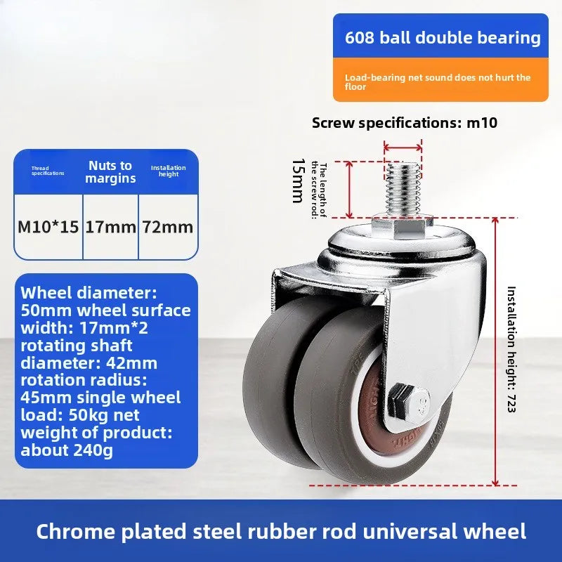 4PCS Casters Wheels 2 inch Heavy Duty Swivel Soft Rubber Roller with Brake for Platform Trolley Furniture Wheels Oasis Select 4pcs 2inch C