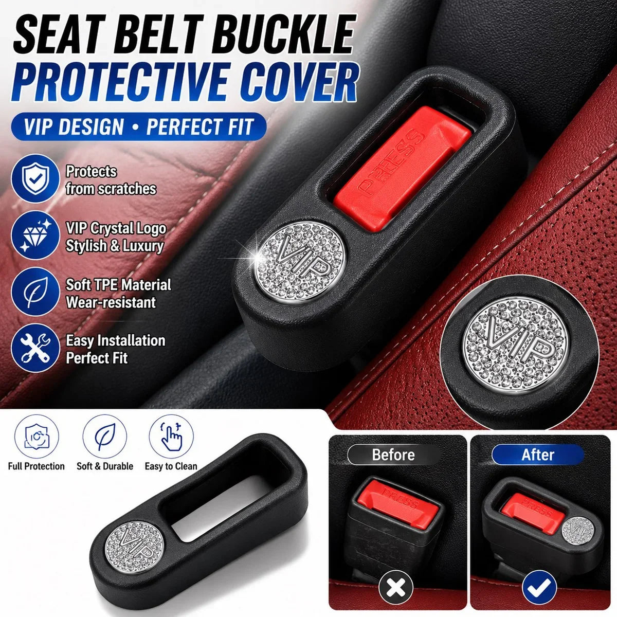 Car Seat Belt Buckle Cover & Gap Stopper | Anti-Scratch