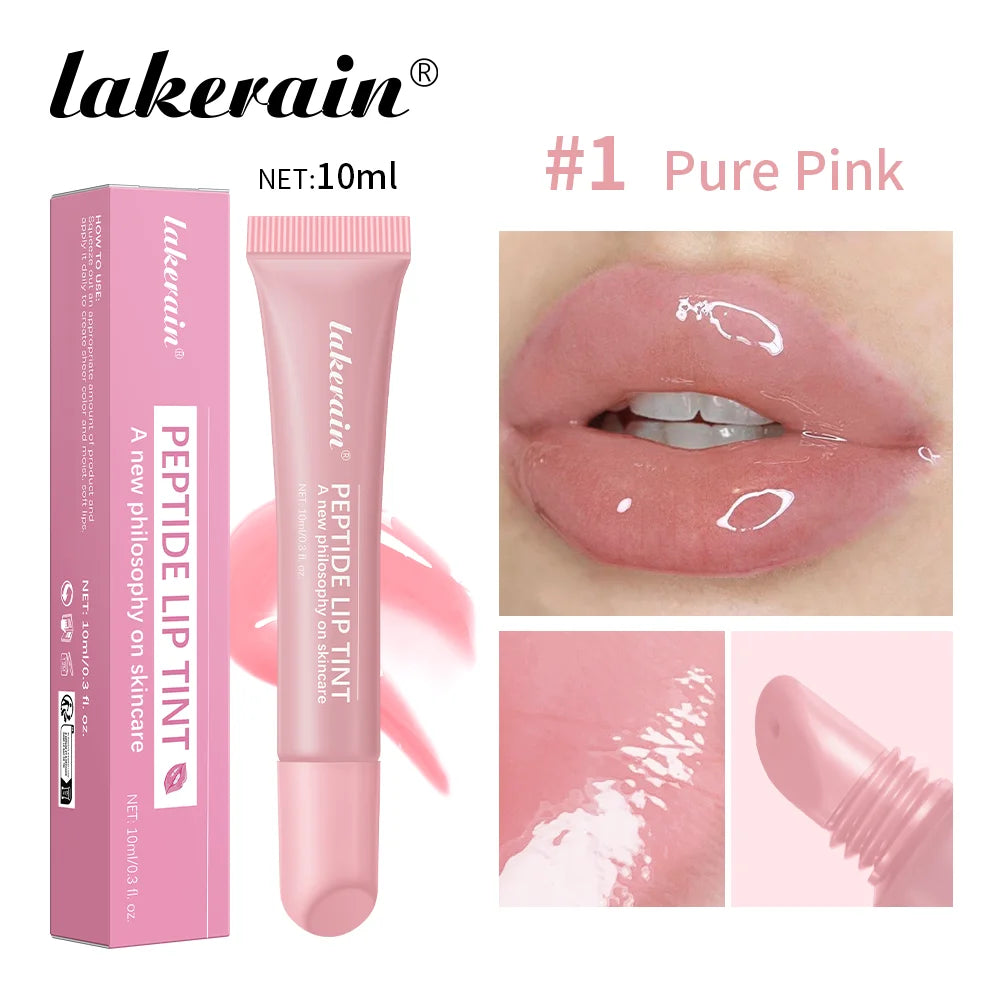Lakerain Peptide Lip Tint Gloss – Hydrating Mirror Shine, 8 Colors