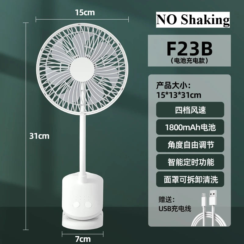 URGGU Mini Clip Fan – 4-Speed Quiet Oscillating USB Fan