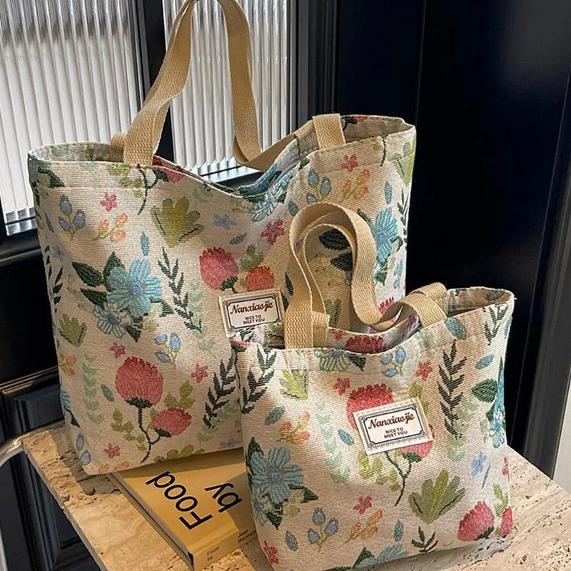Fashion Flower Floral Printing Single Shoulder Bag Reusable Large Capacity Messenger Bags Simple Versatile Tote Bags Oasis Select