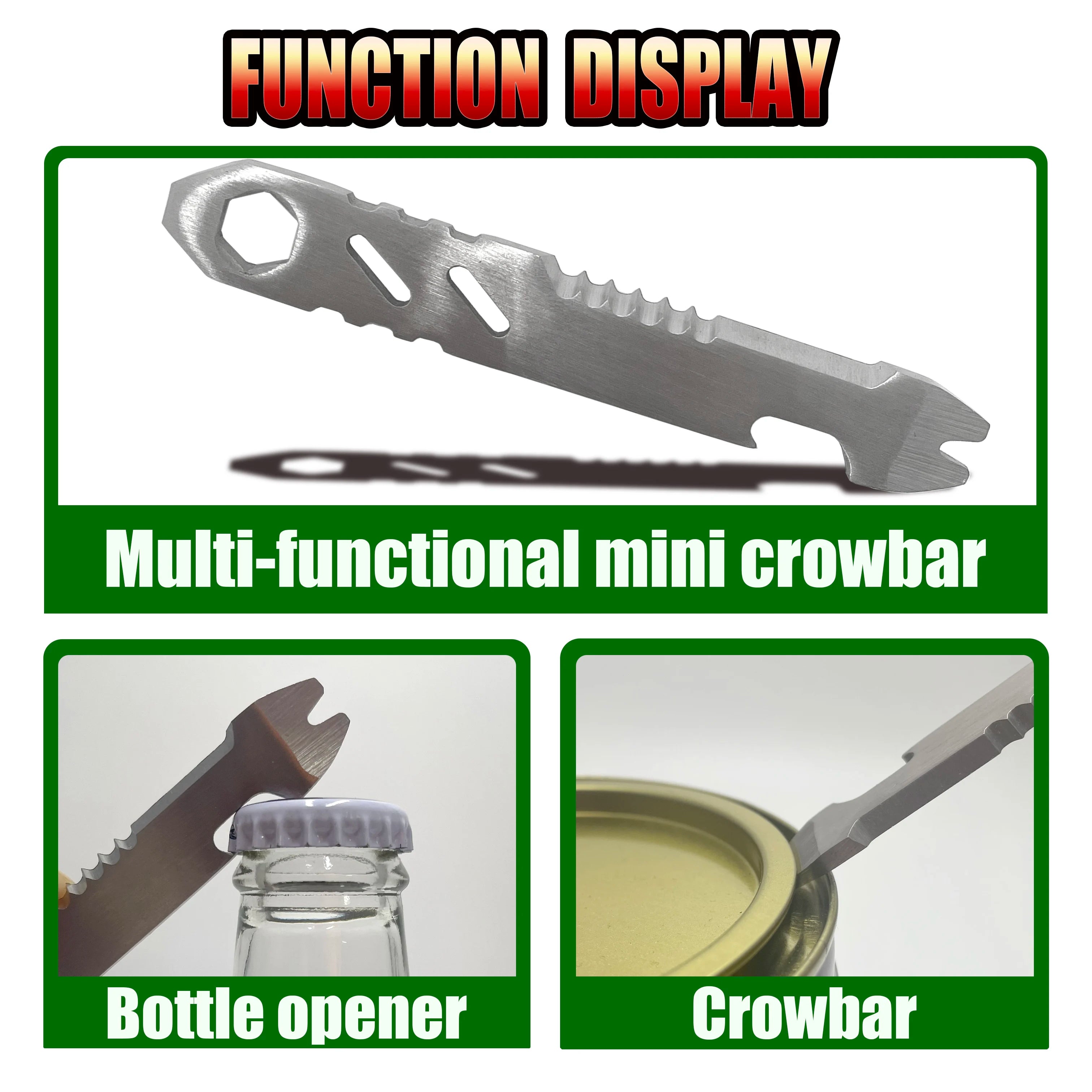 New Mini Stainless Steel Multifunctional Pry Bar, Mini EDC Hex Wrench, Bottle Opener, Portable Outdoor Bicycle Repair Tool Oasis Select
