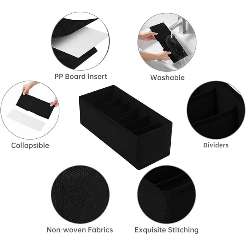 3-Pack Black Fabric Belt& Tie Organizer, Closet Organization Drawer Storage, Foldable Non-Woven Holder for Dresser Oasis Select
