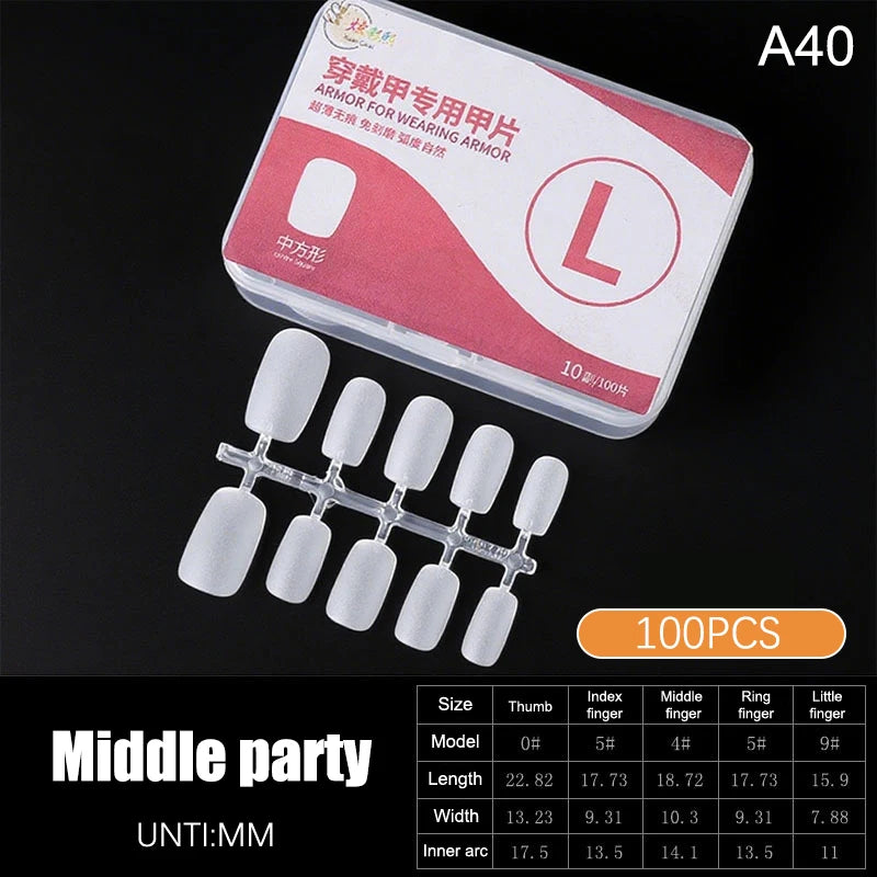 100pcs Clear Press-On Nail Tips – Full Cover Ultra-Thin False Nails