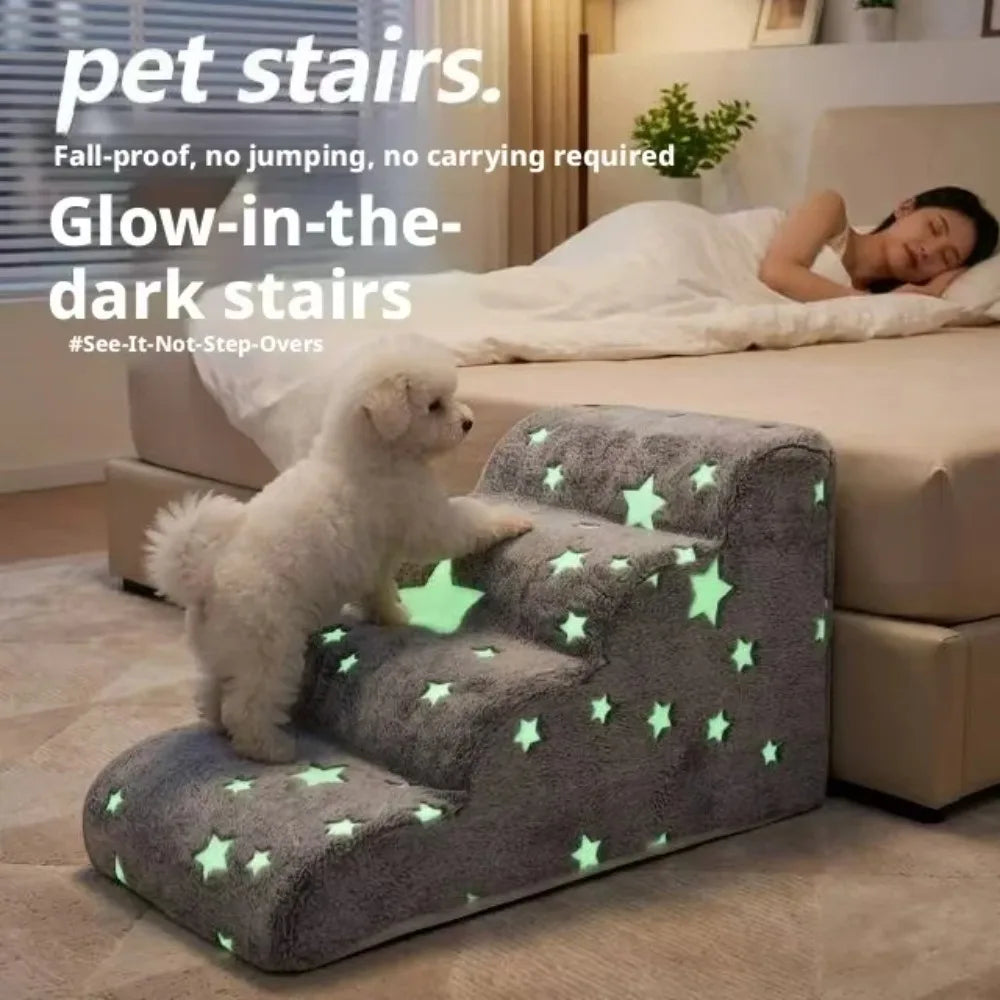 Noctilucent Pet Steps Foam Dogs Secure 2/3/4 Stairs Ramps Non-Slip Pet Star Steps for Protect Older Dogs Pet Sofa Bed Ladde Gift Oasis Select
