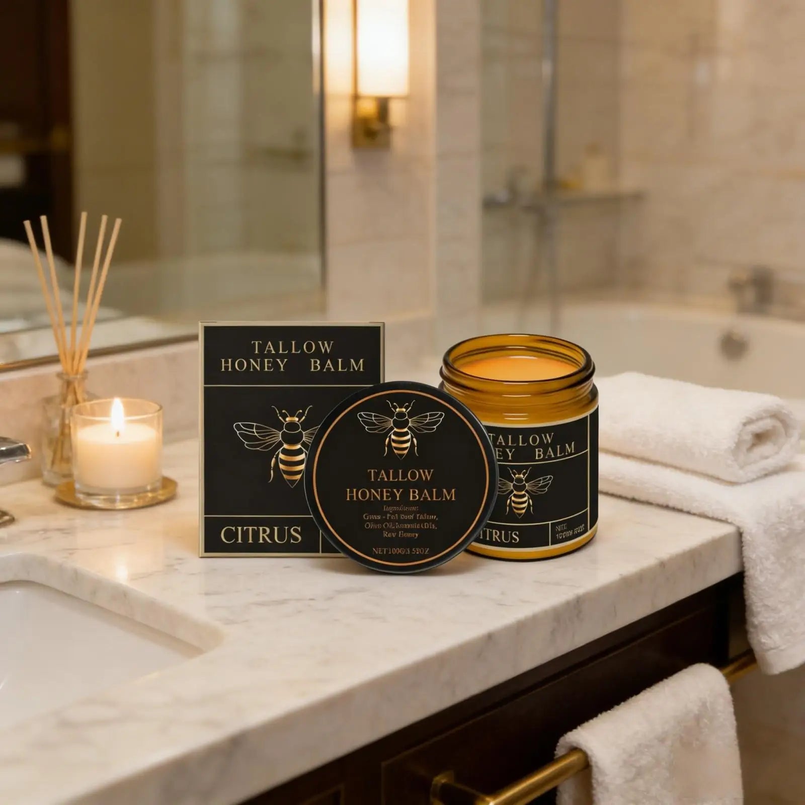 Tallow Honey Balm Deep Hydration Face Care Tighten Skin Firming Moisturizing Facial Rejuvenation Soft Smooth Beef Tallow Cream Oasis Select