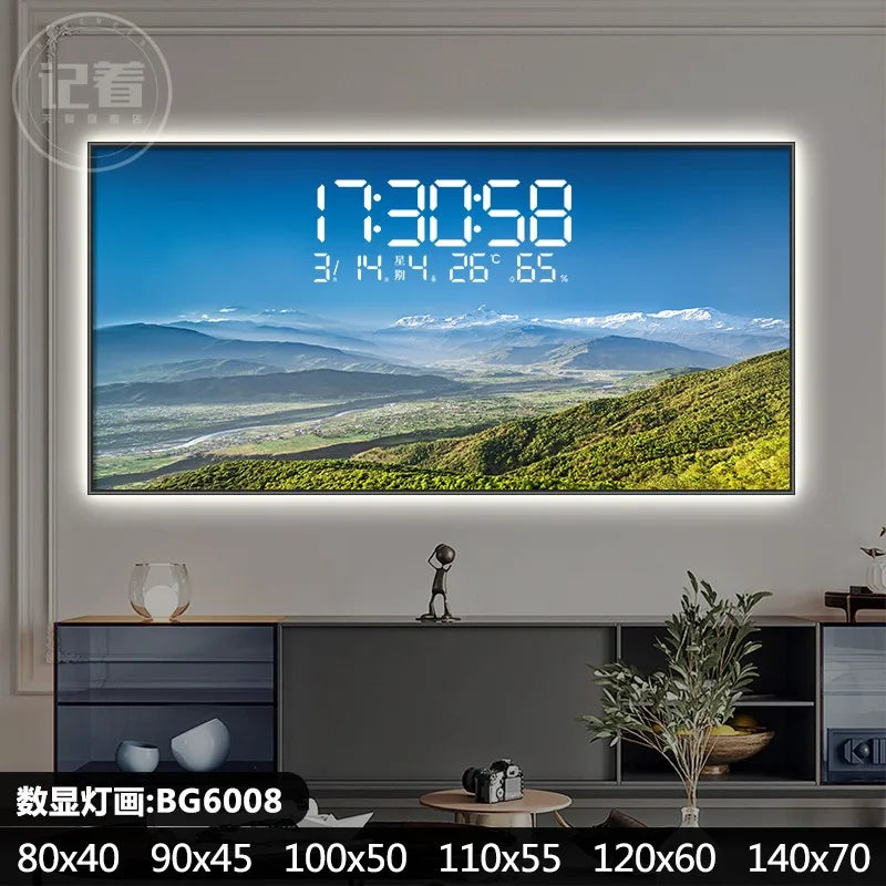 Permanent Calendar Electronic Wall Clock Guest Restaurant Decorative Painting Large Screen LED Lights Plug-in Wall Clock Oasis Select BG6008 90CM X 45CM