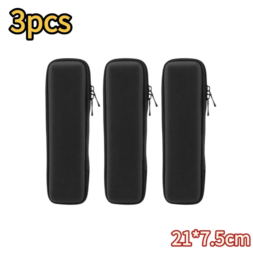 Black EVA Hard Shell Stylus Pen Pencil Case Holder Earphone Mesh Storage Organizer Pencil Zipper Case School Supplies Oasis Select B-3pcs
