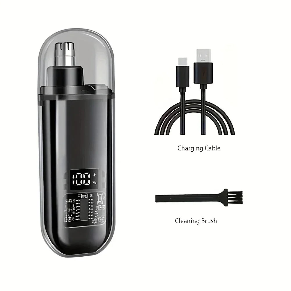 USB Rechargeable Nose & Ear Hair Trimmer for Men, Portable Mini Compact Design with Fast Charge, Electric Grooming Kit Oasis Select Negro