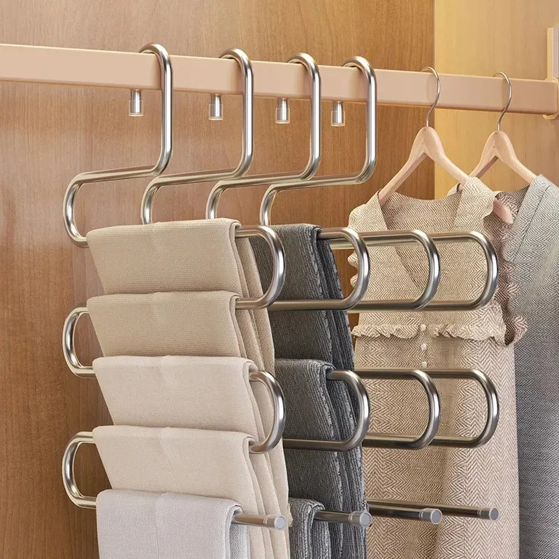 5 Layers Multi-functional Clothes Hangers Non-slip Pant Storage Rack Cloth Rack with Multiple Functions for Hanging and Storage Oasis Select