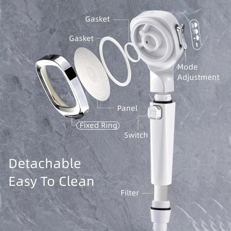 New 4 Mode High Pressure Shower Head With Switch On Off Button Sprayer Water Saving Adjustable Shower Nozzle Filter For Bathroom Oasis Select
